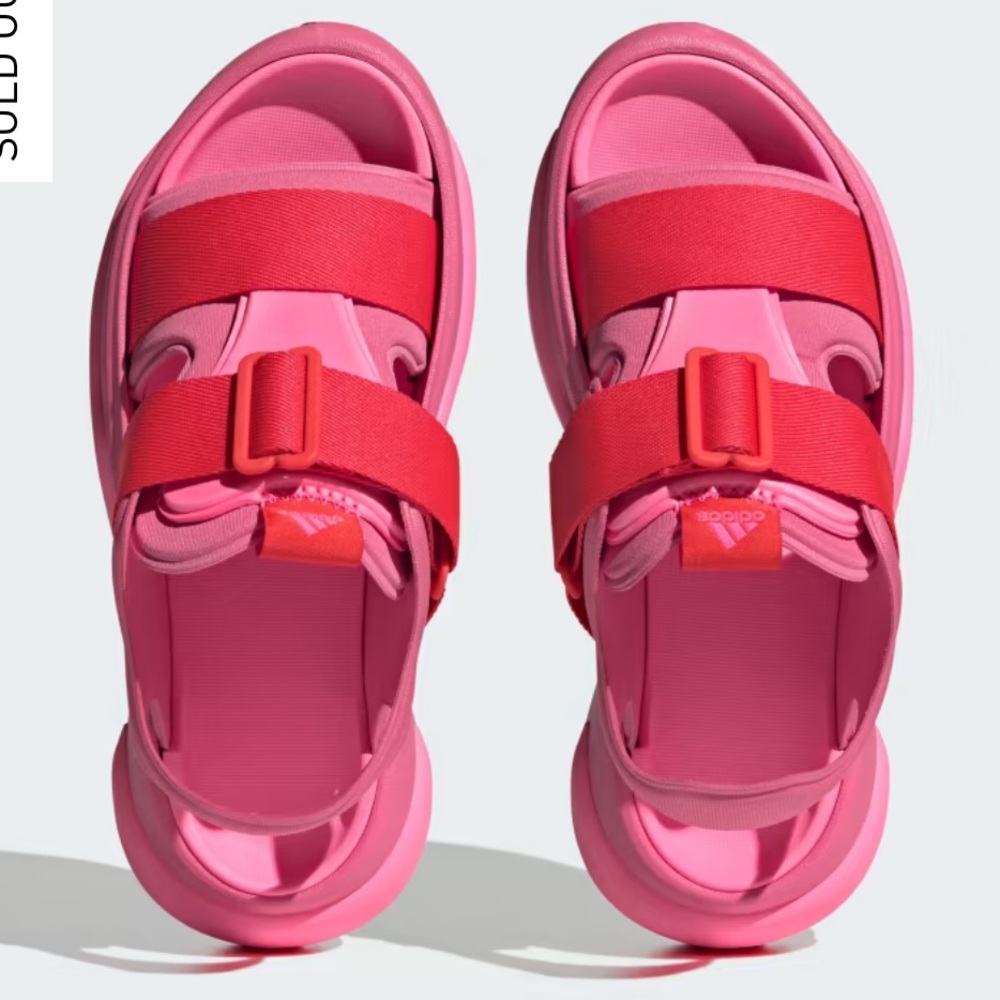 NWT Adidas Mehana Comfort Slip On Womens 11 M Casual Sandals IF8182 Pink & Red - Picture 2 of 8